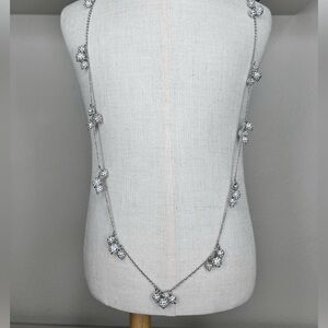 Ann Taylor Silver-tone necklace with rhinestone balls